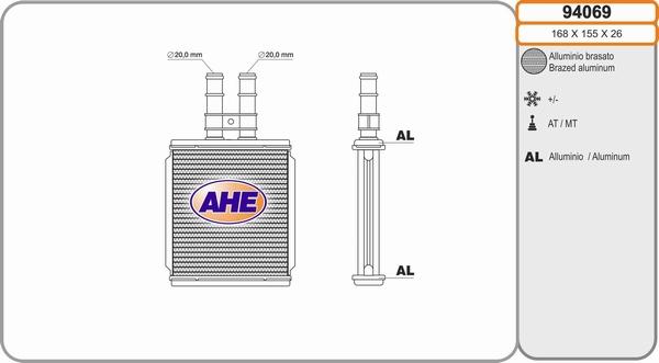 AHE 94069 - Scambiatore calore, Riscaldamento abitacolo www.autoricambi360.it