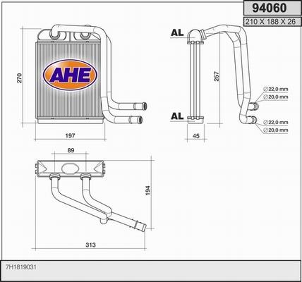 AHE 94060 - Scambiatore calore, Riscaldamento abitacolo www.autoricambi360.it