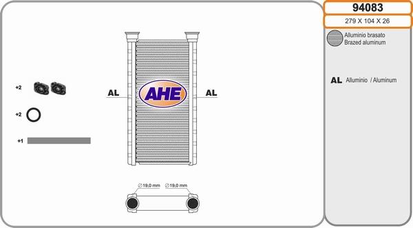 AHE 94083 - Scambiatore calore, Riscaldamento abitacolo www.autoricambi360.it