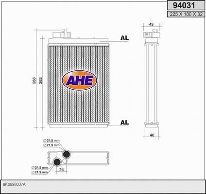 AHE 94031 - Scambiatore calore, Riscaldamento abitacolo www.autoricambi360.it