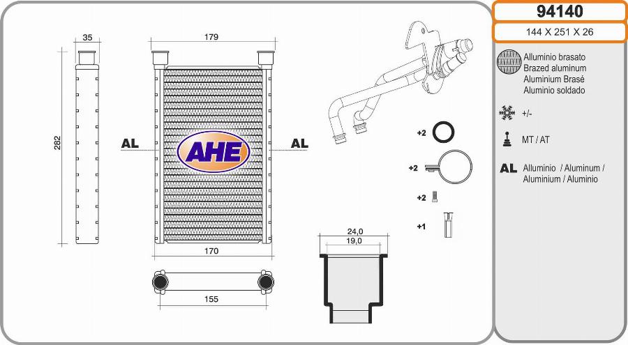 AHE 94140 - Scambiatore calore, Riscaldamento abitacolo www.autoricambi360.it