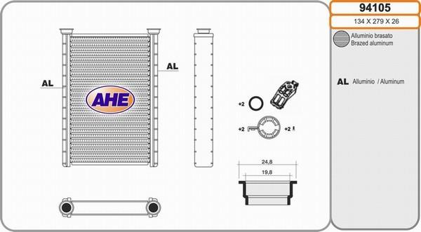 AHE 94105 - Scambiatore calore, Riscaldamento abitacolo www.autoricambi360.it