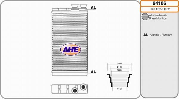 AHE 94106 - Scambiatore calore, Riscaldamento abitacolo www.autoricambi360.it