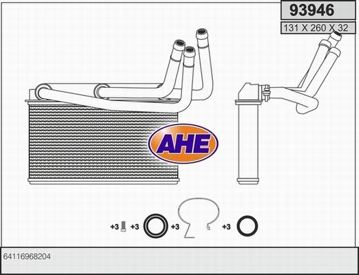 AHE 93946 - Scambiatore calore, Riscaldamento abitacolo www.autoricambi360.it