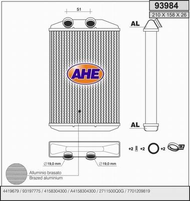 AHE 93984 - Scambiatore calore, Riscaldamento abitacolo www.autoricambi360.it