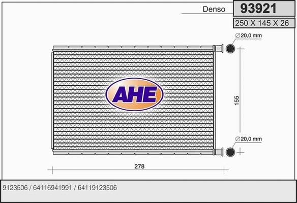 AHE 93921 - Scambiatore calore, Riscaldamento abitacolo www.autoricambi360.it