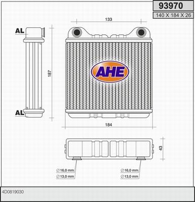 AHE 93970 - Scambiatore calore, Riscaldamento abitacolo www.autoricambi360.it