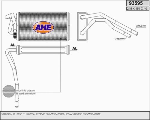 AHE 93595 - Scambiatore calore, Riscaldamento abitacolo www.autoricambi360.it