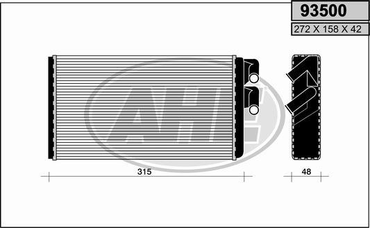 AHE 93500 - Scambiatore calore, Riscaldamento abitacolo www.autoricambi360.it