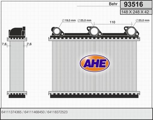 AHE 93516 - Scambiatore calore, Riscaldamento abitacolo www.autoricambi360.it