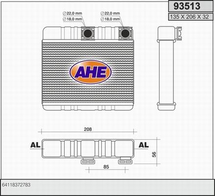 AHE 93513 - Scambiatore calore, Riscaldamento abitacolo www.autoricambi360.it