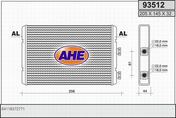 AHE 93512 - Scambiatore calore, Riscaldamento abitacolo www.autoricambi360.it