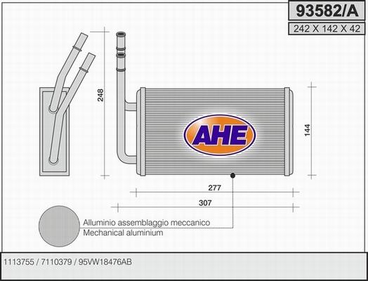 AHE 93582/A - Scambiatore calore, Riscaldamento abitacolo www.autoricambi360.it
