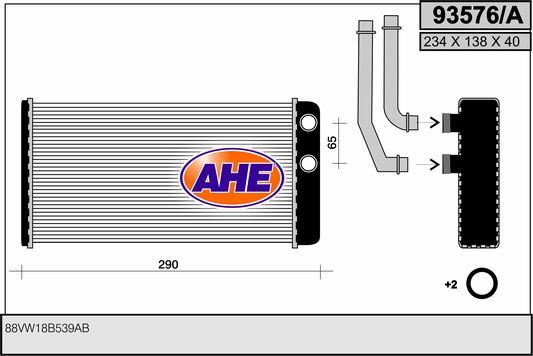 AHE 93576/A - Scambiatore calore, Riscaldamento abitacolo www.autoricambi360.it