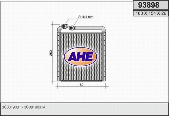AHE 93898 - Scambiatore calore, Riscaldamento abitacolo www.autoricambi360.it