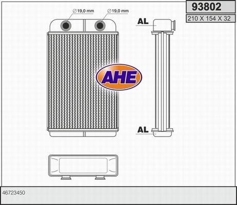 AHE 93802 - Scambiatore calore, Riscaldamento abitacolo www.autoricambi360.it