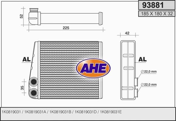 AHE 93881 - Scambiatore calore, Riscaldamento abitacolo www.autoricambi360.it