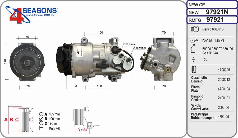 AHE 97921N - Compressore, Climatizzatore www.autoricambi360.it