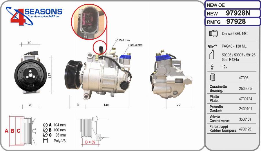 AHE 97928N - Compressore, Climatizzatore www.autoricambi360.it