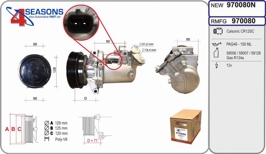 AHE 970080N - Compressore, Climatizzatore www.autoricambi360.it