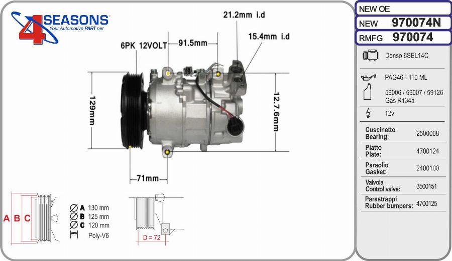 AHE 970074N - Compressore, Climatizzatore www.autoricambi360.it