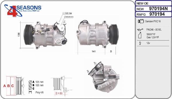 AHE 970194N - Compressore, Climatizzatore www.autoricambi360.it