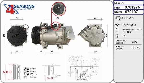 AHE 970197N - Compressore, Climatizzatore www.autoricambi360.it