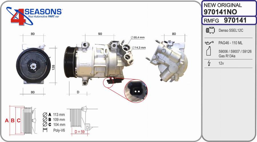 AHE 970141NO - Compressore, Climatizzatore www.autoricambi360.it