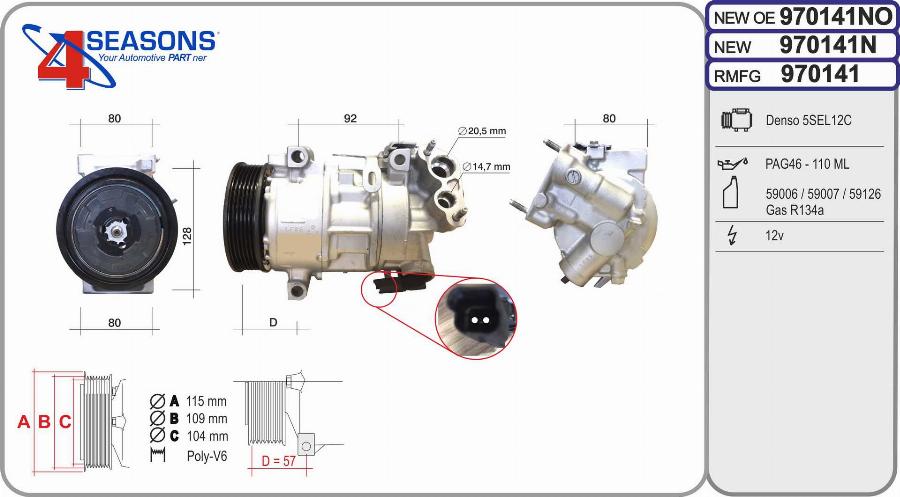 AHE 970141N - Compressore, Climatizzatore www.autoricambi360.it