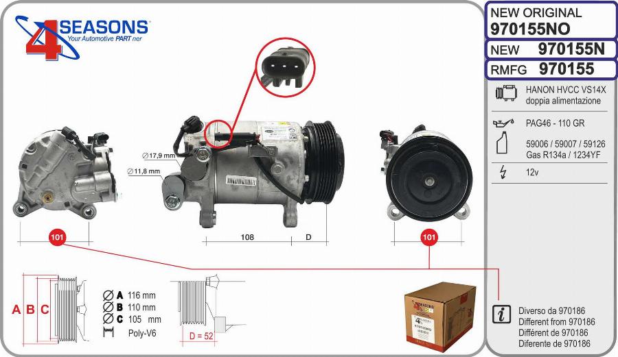 AHE 970155NO - Compressore, Climatizzatore www.autoricambi360.it