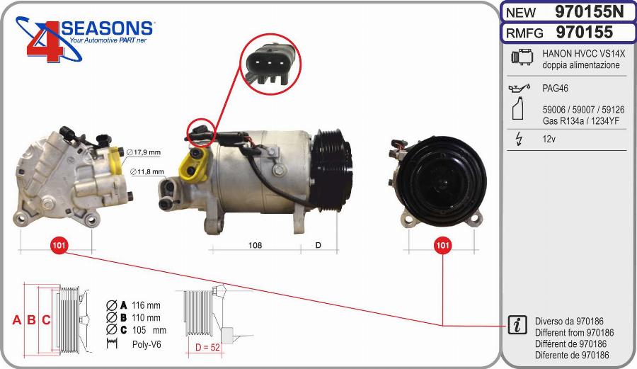 AHE 970155N - Compressore, Climatizzatore www.autoricambi360.it