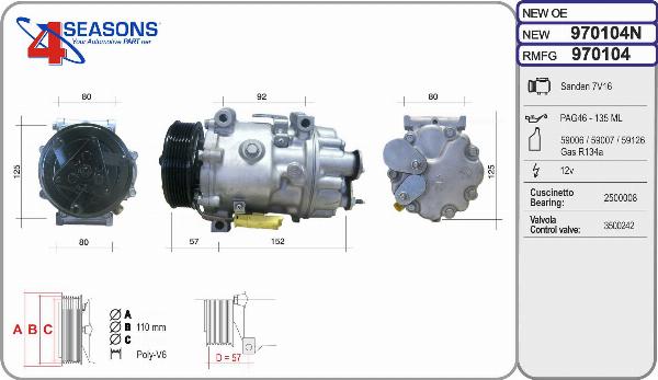 AHE 970104N - Compressore, Climatizzatore www.autoricambi360.it