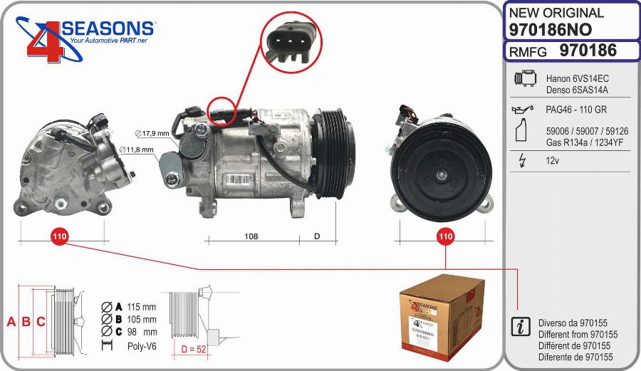 AHE 970186NO - Compressore, Climatizzatore www.autoricambi360.it