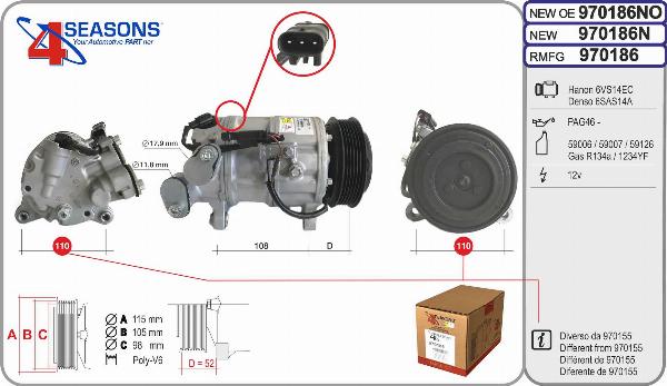 AHE 970186N - Compressore, Climatizzatore www.autoricambi360.it