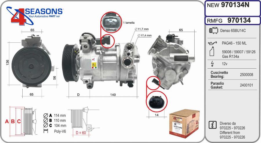 AHE 970134N - Compressore, Climatizzatore www.autoricambi360.it