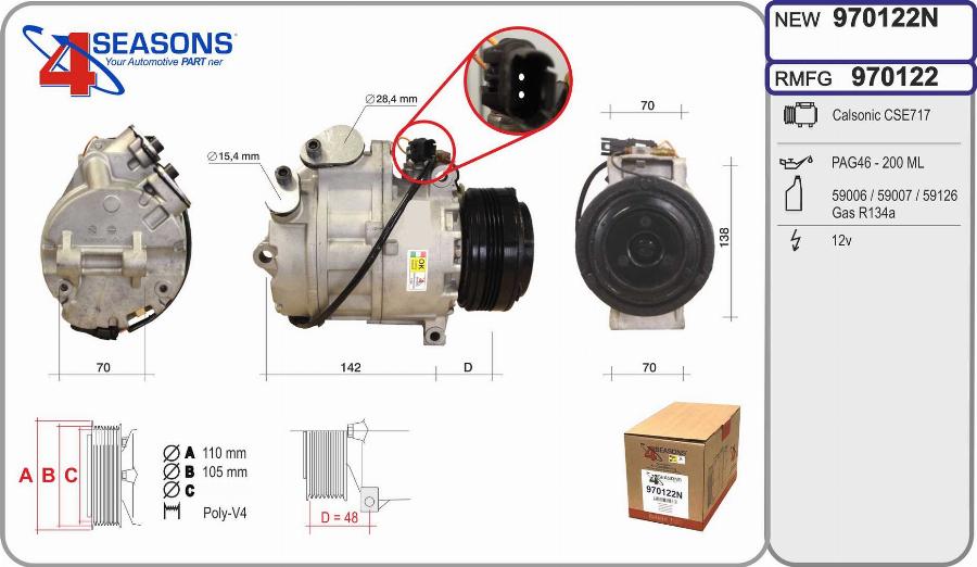 AHE 970122N - Compressore, Climatizzatore www.autoricambi360.it