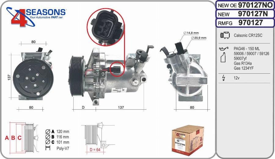 AHE 970127NO - Compressore, Climatizzatore www.autoricambi360.it
