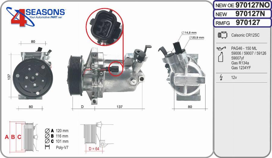 AHE 970127N - Compressore, Climatizzatore www.autoricambi360.it