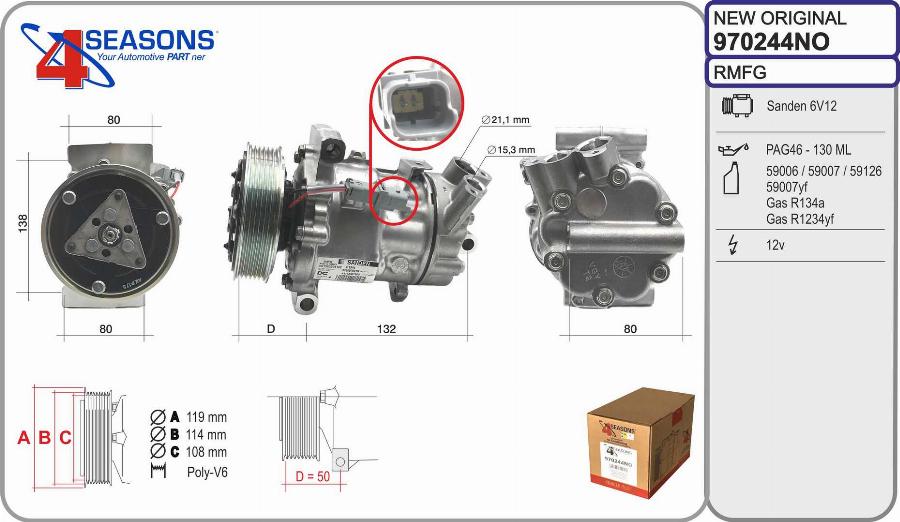 AHE 970244NO - Compressore, Climatizzatore www.autoricambi360.it