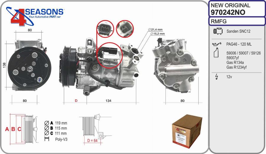 AHE 970242NO - Compressore, Climatizzatore www.autoricambi360.it