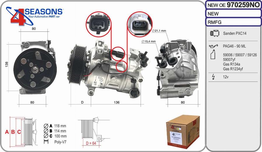 AHE 970259NO - Compressore, Climatizzatore www.autoricambi360.it