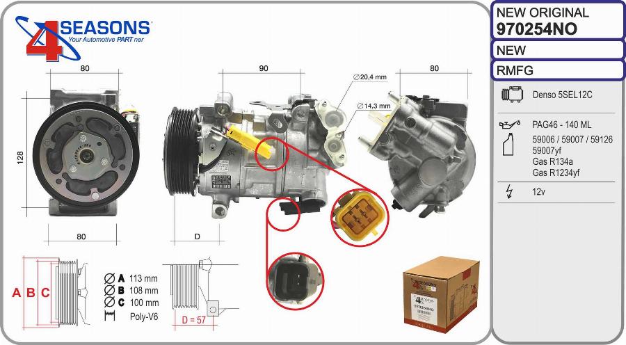 AHE 970254NO - Compressore, Climatizzatore www.autoricambi360.it