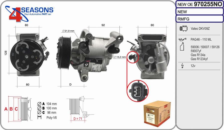 AHE 970255NO - Compressore, Climatizzatore www.autoricambi360.it