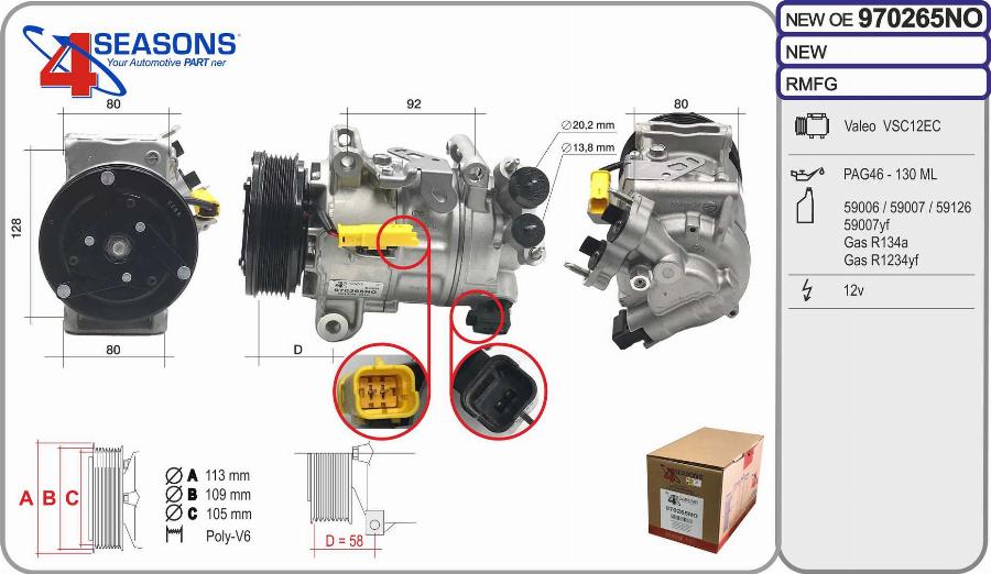 AHE 970265NO - Compressore, Climatizzatore www.autoricambi360.it