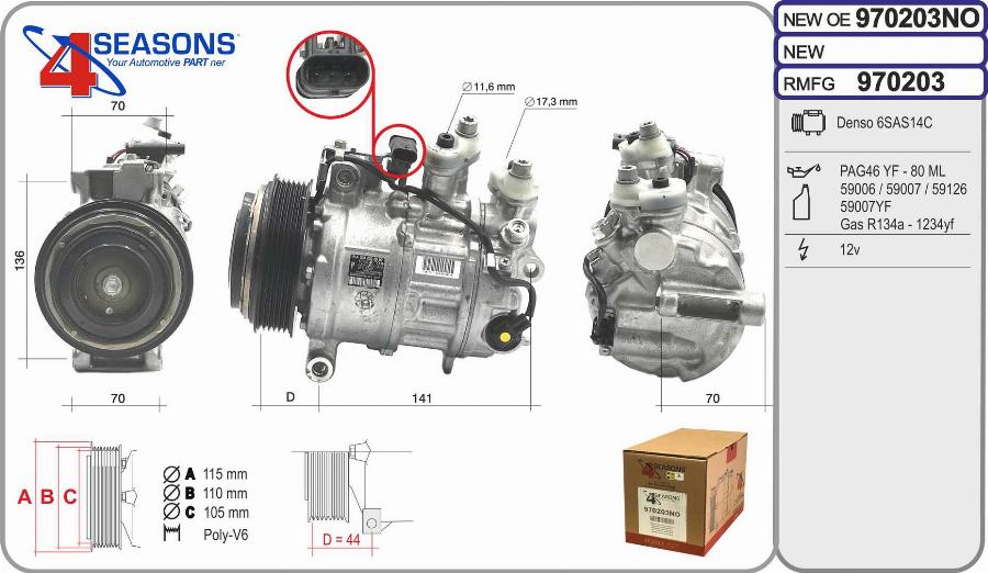AHE 970203NO - Compressore, Climatizzatore www.autoricambi360.it