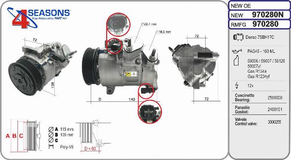 AHE 970280N - Compressore, Climatizzatore www.autoricambi360.it