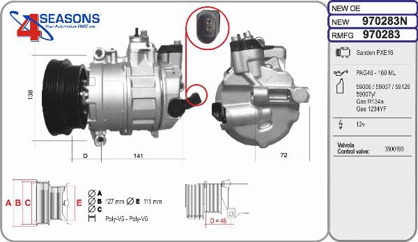 AHE 970283 - Compressore, Climatizzatore www.autoricambi360.it