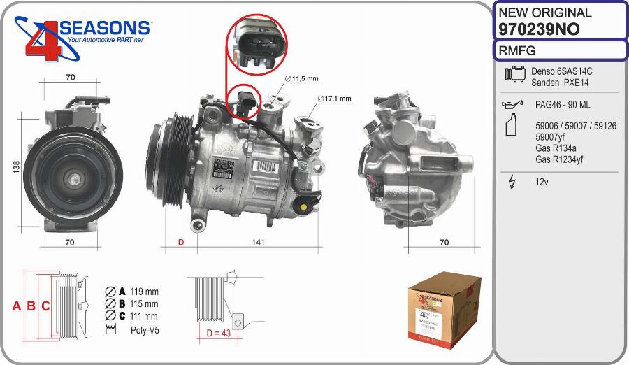AHE 970239NO - Compressore, Climatizzatore www.autoricambi360.it