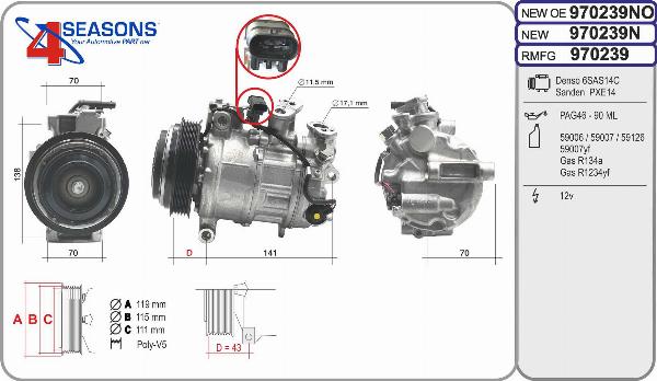 AHE 970239N - Compressore, Climatizzatore www.autoricambi360.it
