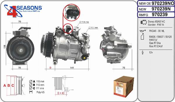 AHE 970239 - Compressore, Climatizzatore www.autoricambi360.it